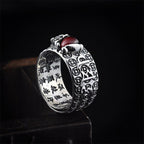 Fortune Jewel FengShui PiXiu Red Garnet Wealth Ring