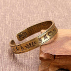 Fortune Jewel 2Pcs Om Mani Padme Hum Dragon Phoenix Copper Leather Peace Cuff Bracelet Bangle