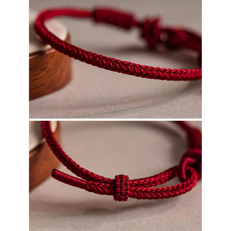Fortune Jewel Handmade Eight Thread Peace Knot Fu Character Charm Luck Happiness Red Rope Bracelet