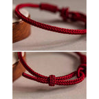 Fortune Jewel Handmade Eight Thread Peace Knot Fu Character Charm Luck Happiness Red Rope Bracelet