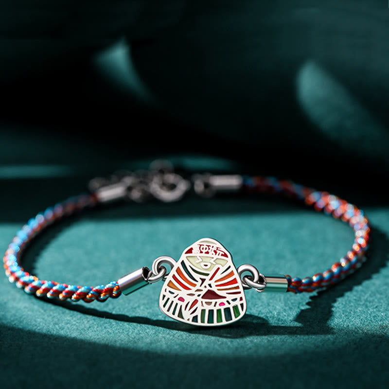 Fortune Jewel 925 Sterling Silver Zongzi Pattern Luck Multicolored Handcrafted Bracelet