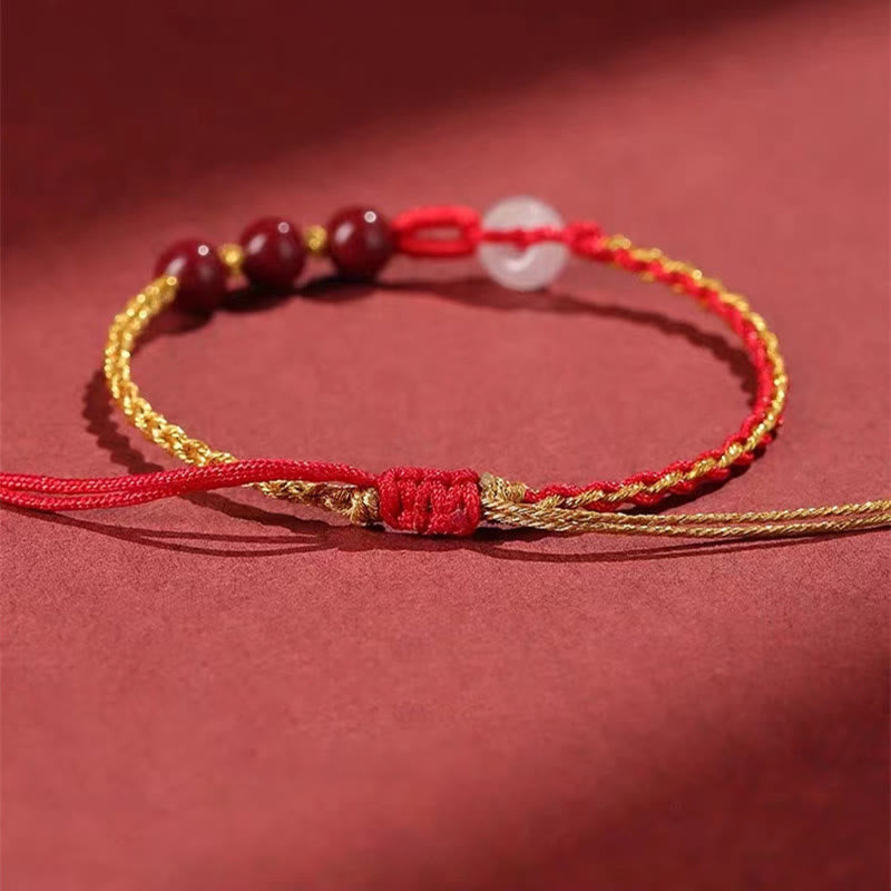 Fortune Jewel Natural Cinnabar Jade Peace Buckle Blessing Bracelet
