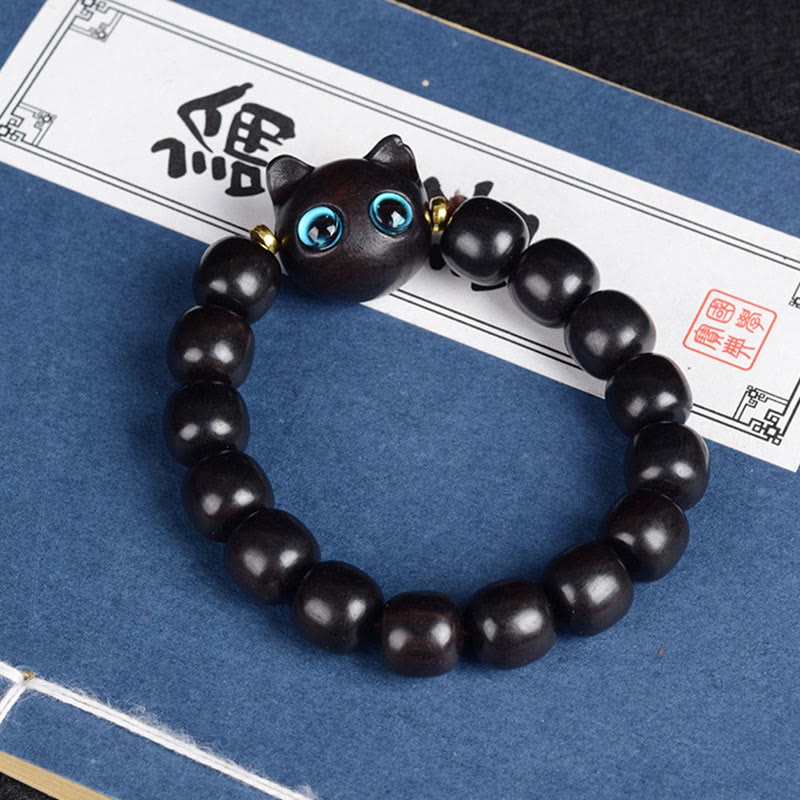 Fortune Jewel Ebony Wood Green Sandalwood Red Sandalwood Lovely Cat Balance Bracelet