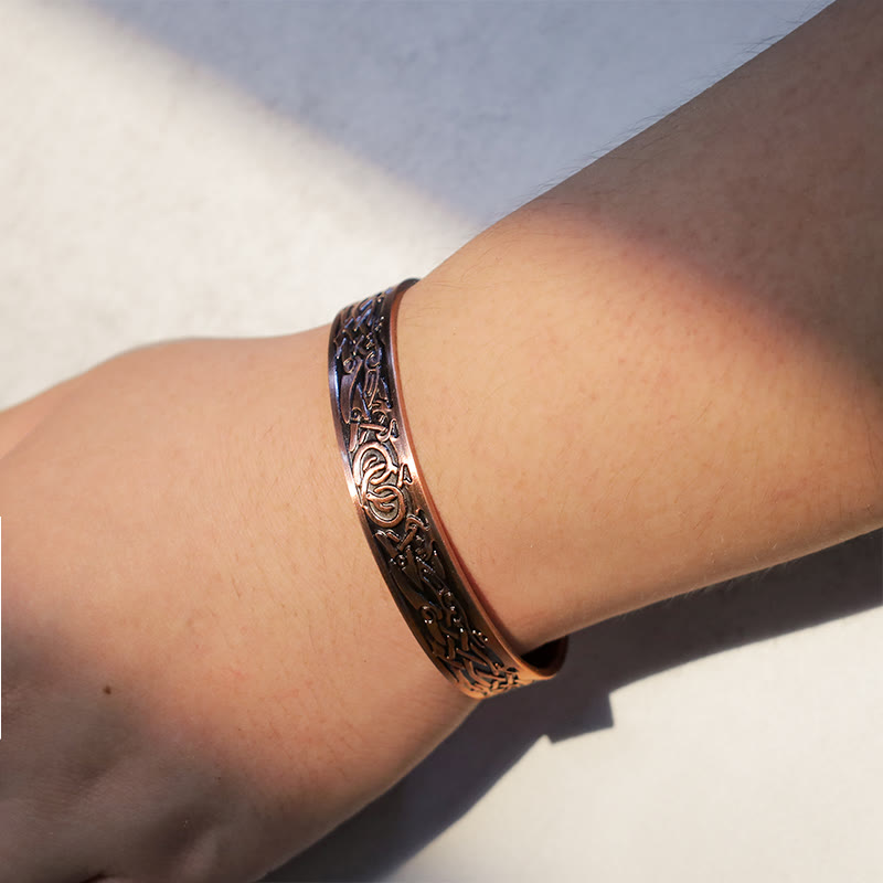 Fortune Jewel Viking Birds Magnetic Copper Adjustable Cuff Bracelet Bangle