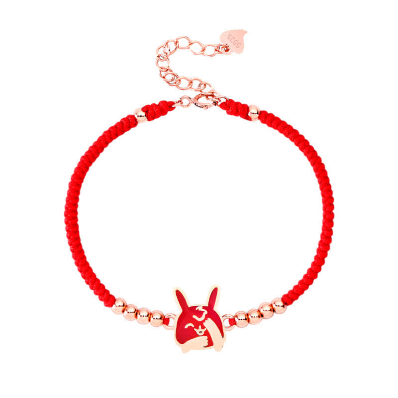 Fortune Jewel 925 Sterling Silver Chinese Zodiac Luck Faith Discolor Red String Bracelet