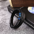 Fortune Jewel Leather Multi-Layer Titanium Steel Balance Braided Magnetic Buckle Bracelet