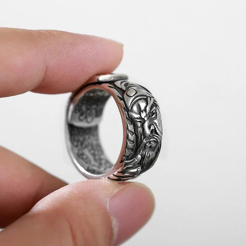 Fortune Jewel Guan Gong Auspicious Clouds Amulet Wealth Ring