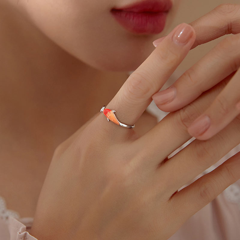 Fortune Jewel Koi Fish Copper Balance Luck Adjustable Ring