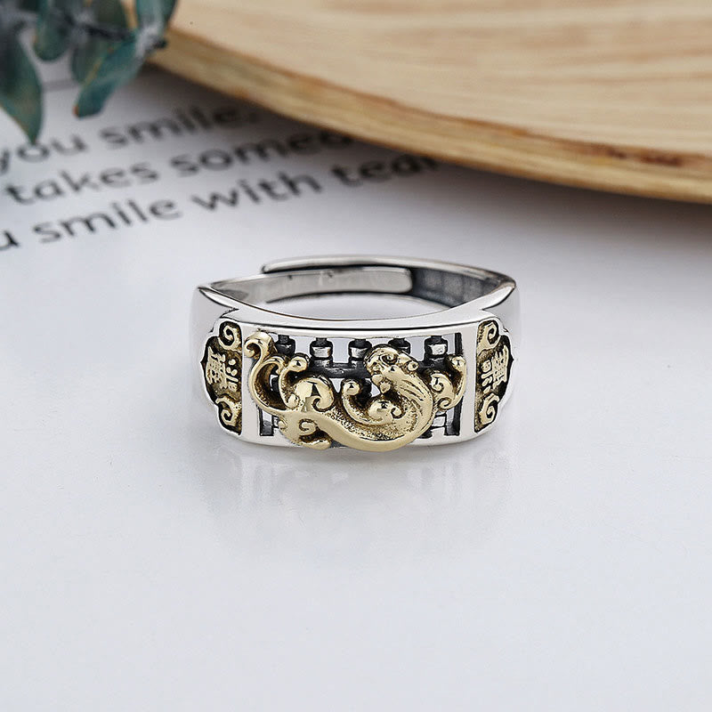 Fortune Jewel 925 Sterling Silver PiXiu Luck Wealth Adjustable Ring
