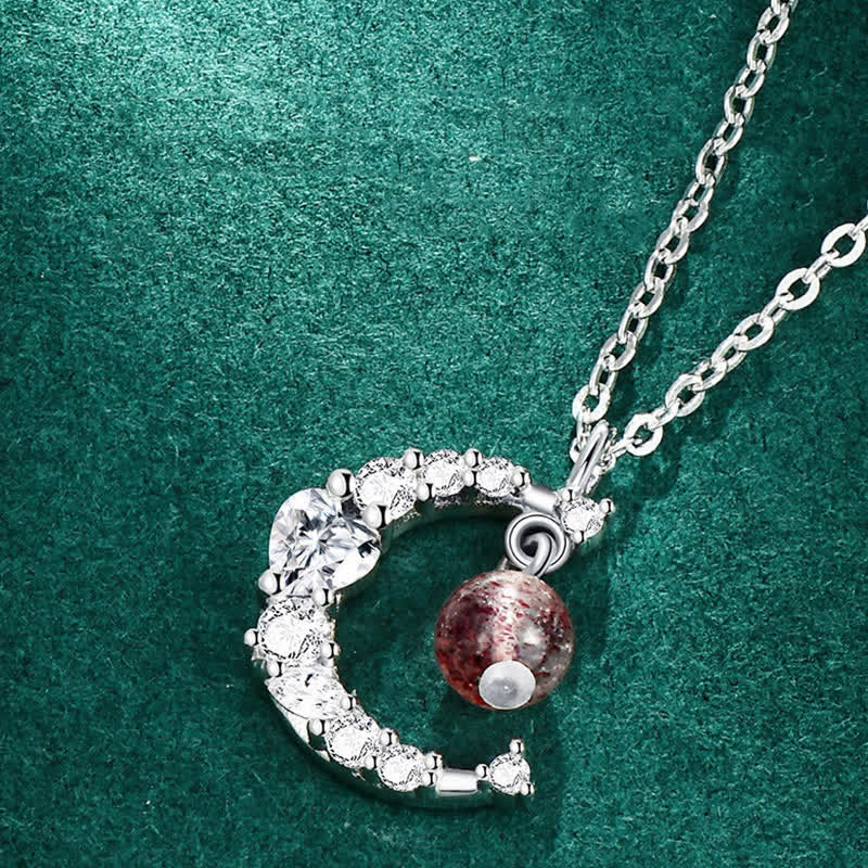 Fortune Jewel Strawberry Quartz Blue Crystal Love Healing Necklace