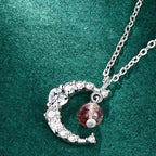 Fortune Jewel Strawberry Quartz Blue Crystal Love Healing Necklace