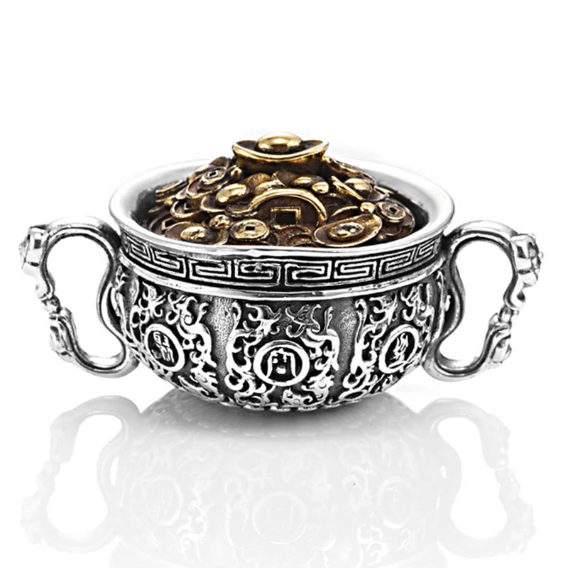 Fortune Jewel Treasure Bowl Copper Coin Ingots Wealth Necklace Pendant