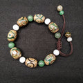 Fortune Jewel Tibetan Three-eyed Dzi Bead Luck Protection Braided Bracelet