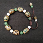 Fortune Jewel Tibetan Three-eyed Dzi Bead Luck Protection Braided Bracelet