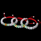 Fortune Jewel Round Jade Lucky Red String Weave Bracelet