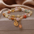 Fortune Jewel Multicolored Rutilated Quartz Fu Character Auspiciousness Bracelet