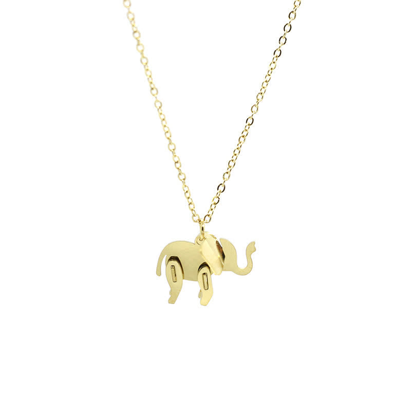 Fortune Jewel Elephant Titanium Steel Luck Necklace Chain Pendant
