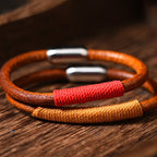 Fortune Jewel Tibetan Leather Handmade Five Elements Luck Braid String Buckle Bracelet