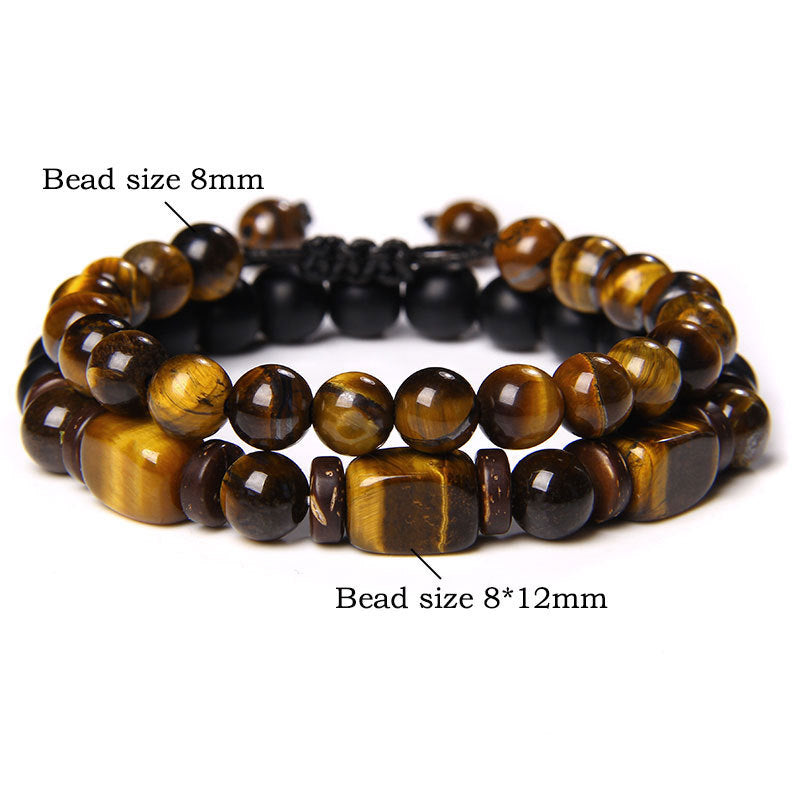 Fortune Jewel Tiger Eye Frosted Stone Hematite Courage Bracelet