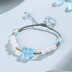 Fortune Jewel Natural Aquamarine PiXiu Hetian White Jade Healing Bracelet