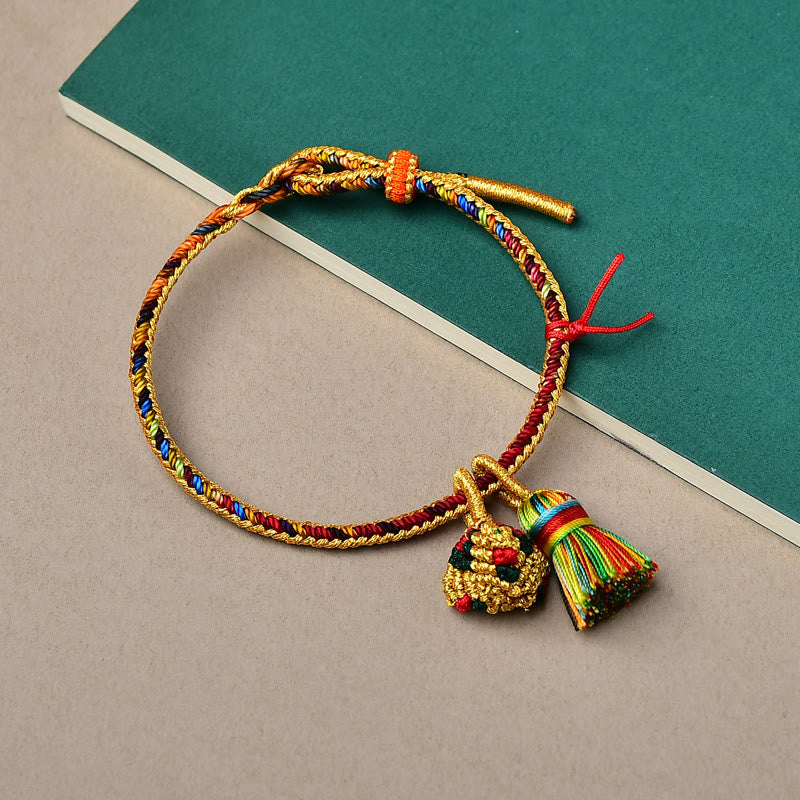 Fortune Jewel Colorful Rope Luck Handmade Zongzi Golden Ball Charm Bracelet
