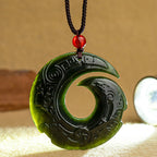 Fortune Jewel One's Luck Improves Design Patern Natural Hetian Cyan Jade Success Necklace Pendant