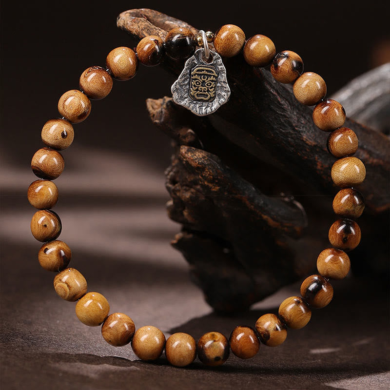 Fortune Jewel 925 Sterling Silver Natural Golden Sea Willow Zakiram Goddess of Wealth Lucky fortune Fu Character Success Bracelet