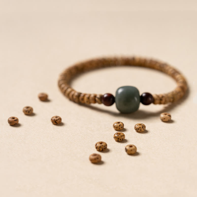 Fortune Jewel Bodhi Seed Small Leaf Red Sandalwood Wisdom Bracelet