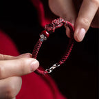 Fortune Jewel Handcrafted PiXiu Cinnabar Wealth Luck Braided Bracelet
