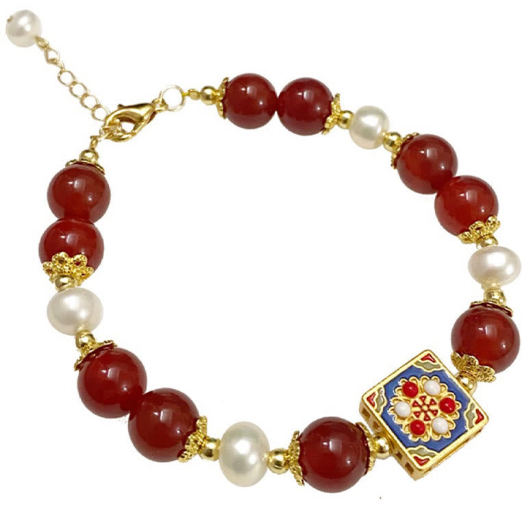 Fortune Jewel Red Agate Pearl Confidence Self-acceptance Bracelet