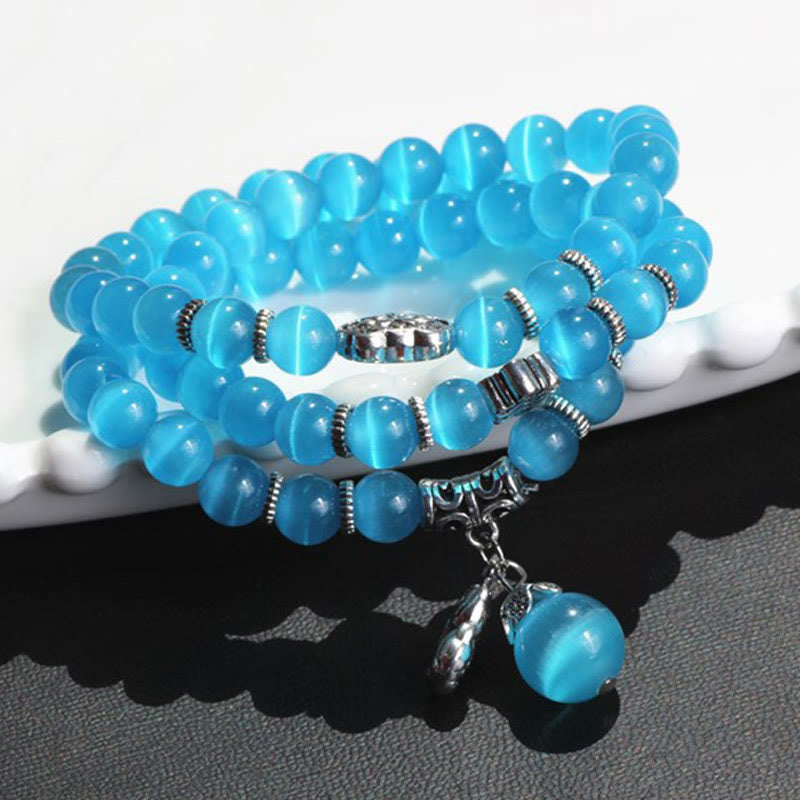 Fortune Jewel Cat Eye PiXiu Support Triple Wrap Bracelet
