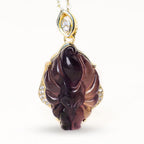 Fortune Jewel Natural Colorful Fluorite Nine Tailed Fox Protection Necklace Pendant