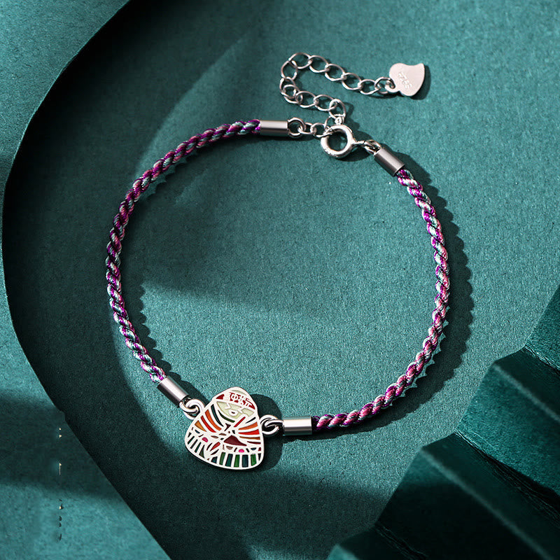 Fortune Jewel 925 Sterling Silver Zongzi Pattern Luck Multicolored Handcrafted Bracelet
