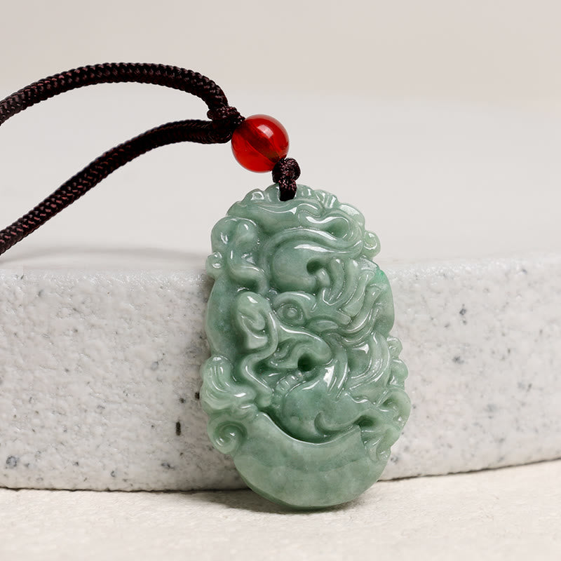 Buddha Stones Natural Jade 12 Chinese Zodiac Prosperity Necklace Pendant Fortune Jewel