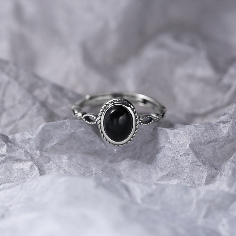 Fortune Jewel 925 Sterling Silver Black Onyx Fortune Ring
