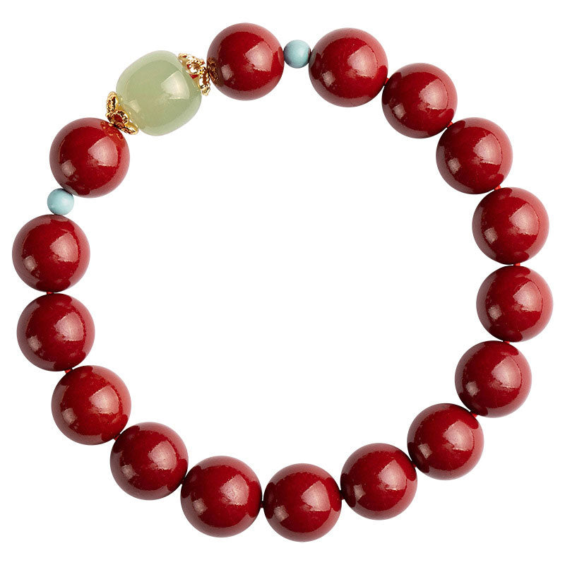 Fortune Jewel Cinnabar Green Aventurine Fortune Luck Bracelet