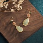 Fortune Jewel FengShui Jade Double Happiness Fortune Earrings