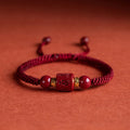 Fortune Jewel Tibet Cinnabar Om Mani Padme Hum Engraved Blessing Braided Bracelet