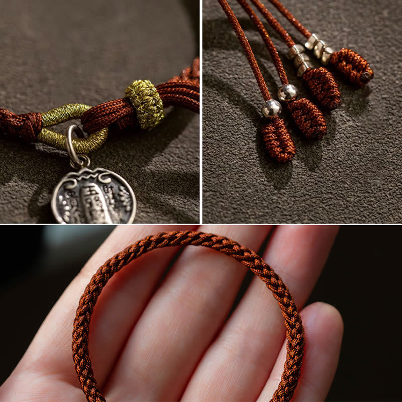 Fortune Jewel Handmade 925 Sterling Silver Five Directions Gods of Wealth Luck Protection String Braid Bracelet