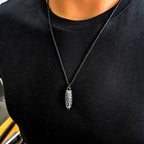 Fortune Jewel Tibet Nine-Eye Dzi Bead Pattern Copper Auspicious Clouds Wealth Necklace Pendant