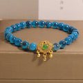 Fortune Jewel Blue Candy Agate Chinese Lock Charm Healing Bracelet
