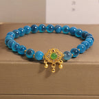 Fortune Jewel Blue Candy Agate Chinese Lock Charm Healing Bracelet