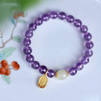 Fortune Jewel Natural Amethyst Crystal Hetian Jade Healing Charm Bracelet