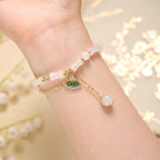 Fortune Jewel Tianshan White Jade Bamboo Pattern Luck Blessing Bracelet