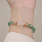 Fortune Jewel Natural Green Strawberry Quartz Chalcedony Flower Gratitude Bracelet