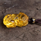 Fortune Jewel FengShui Citrine PiXiu Wealth Necklace Pendant