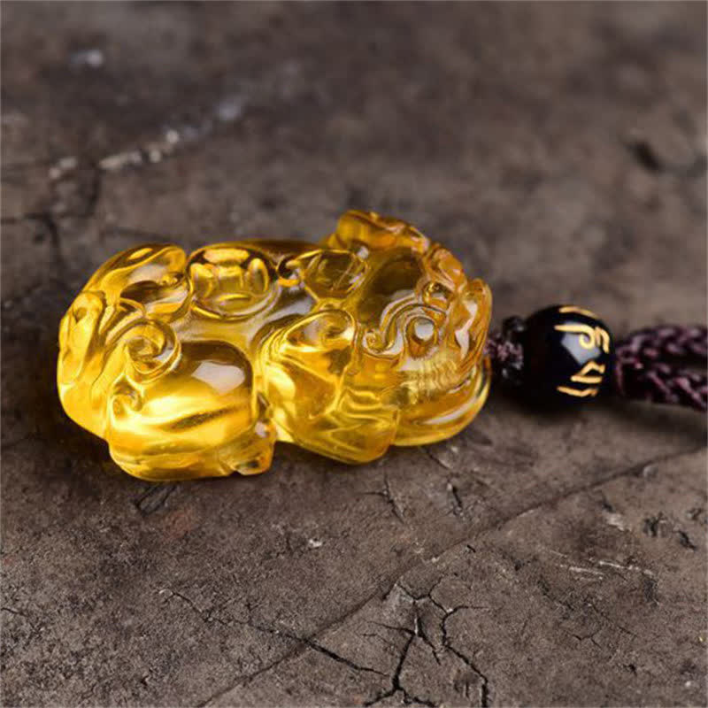 Fortune Jewel FengShui Citrine PiXiu Wealth Necklace Pendant