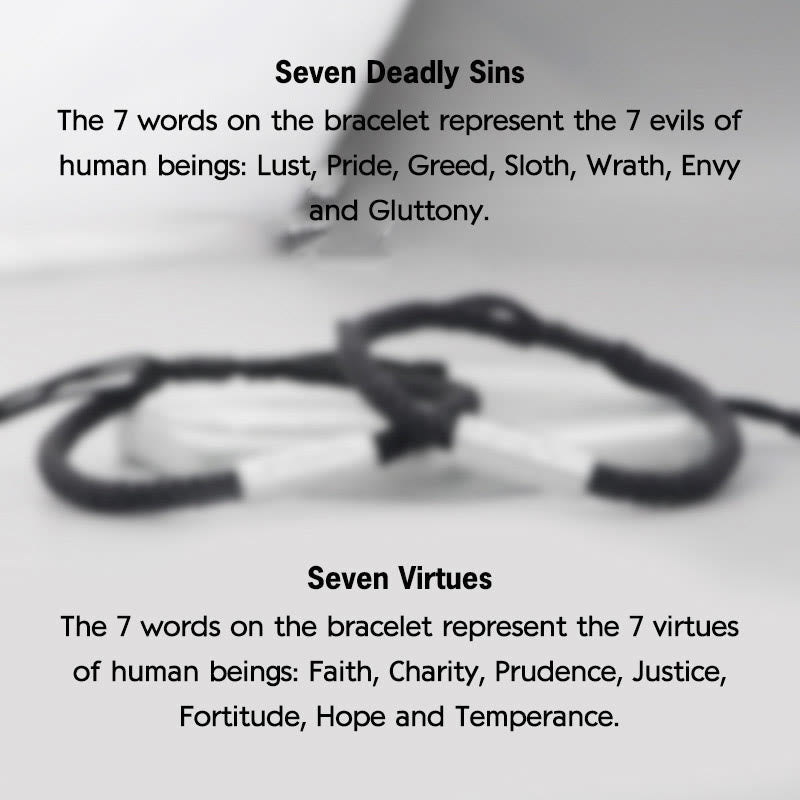 Fortune Jewel Seven Deadly Sins Seven Virtues Braided String Bracelet