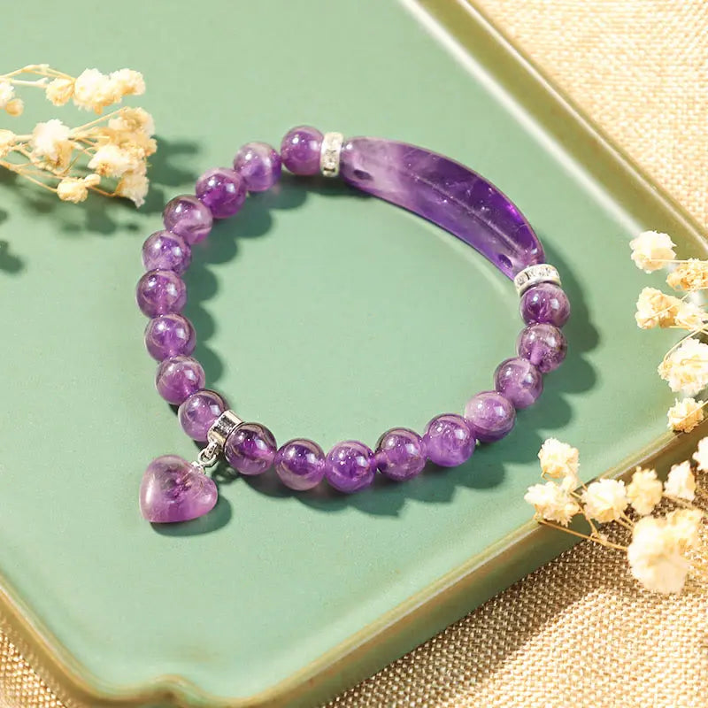Fortune Jewel "All the best for Calm and Wisdom" Amethyst Love Bracelet Includes Gift Message Card Fortune Jewel