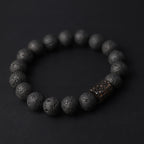 Fortune Jewel Lava Rock Ebony Wood Tiger Eye Support Healing Bracelet